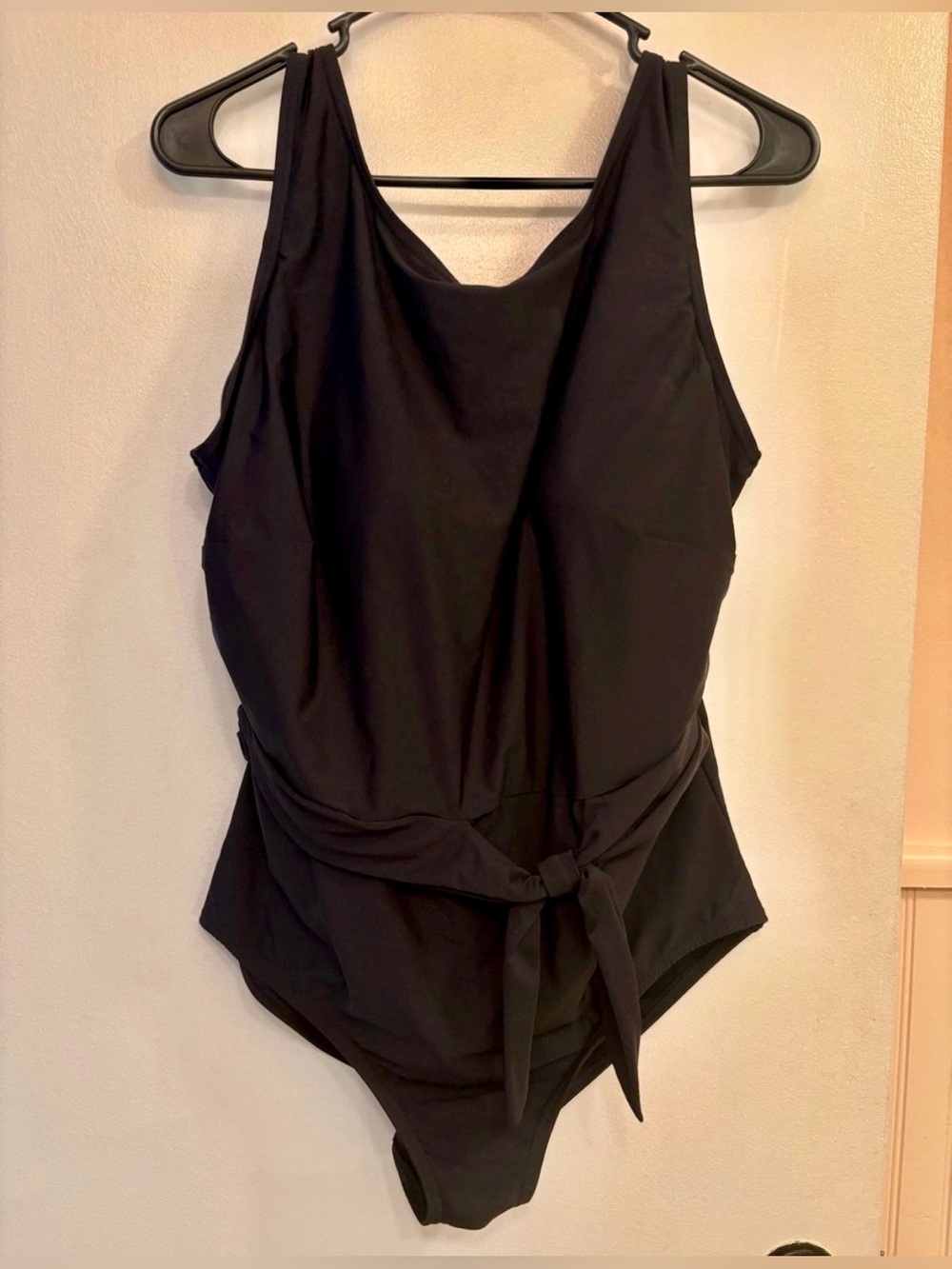 Lands’ End Black Front-Tie One Piece Swimsuit - Size 18W